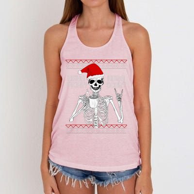 Kinda Merry Kinda Scary Ugly Christmas Sweater Skeleton Women's Knotted Racerback Tank