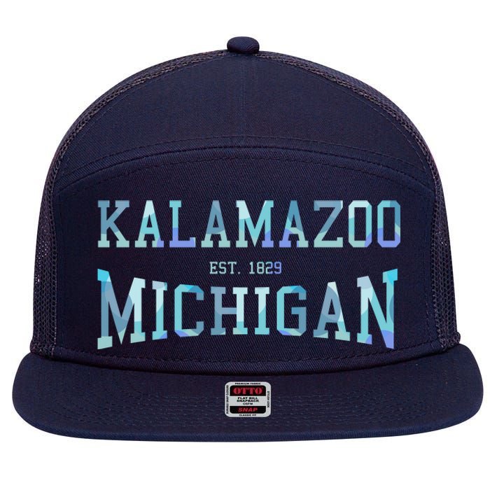 Kalamazoo Michigan 7 Panel Mesh Trucker Snapback Hat