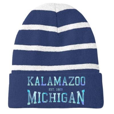 Kalamazoo Michigan Striped Beanie with Solid Band