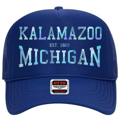 Kalamazoo Michigan High Crown Mesh Back Trucker Hat