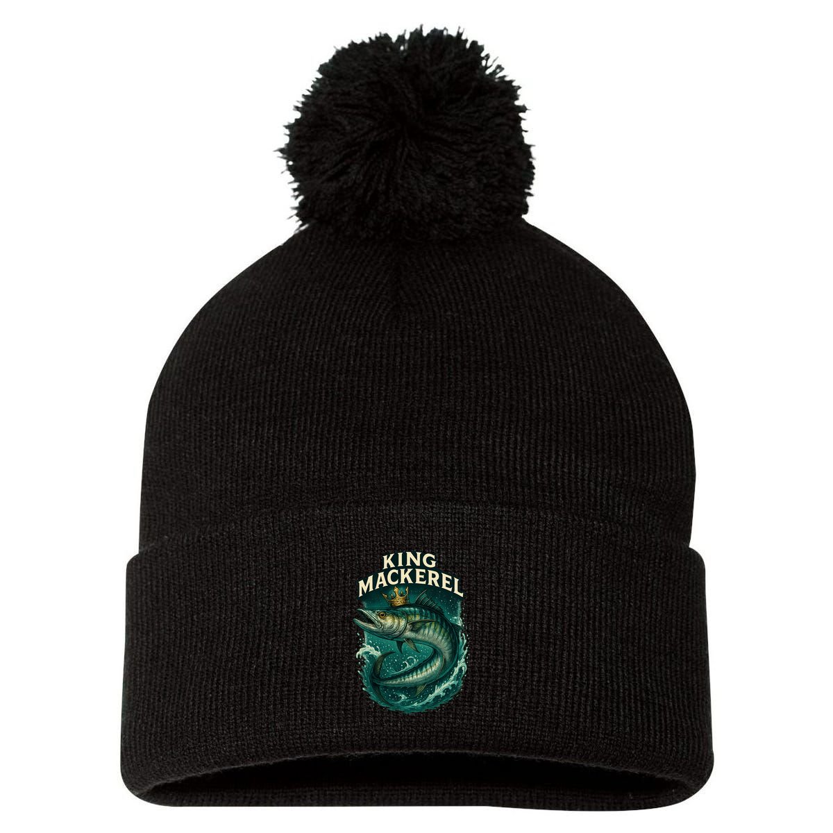 King Mackerel  Pom Pom 12in Knit Beanie