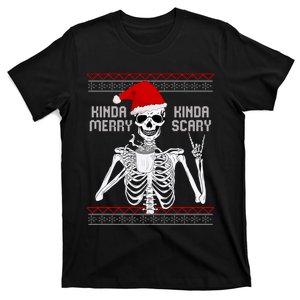 Kinda Merry Kinda Scary Ugly Christmas Sweater Skeleton T-Shirt