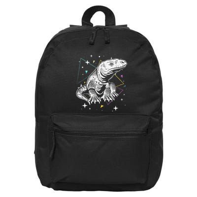 Komodo Monitor Lizard Retro Vibe Komodo Dragon Lover 16 in Basic Backpack