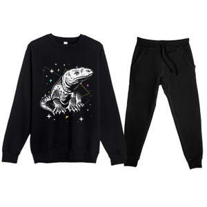 Komodo Monitor Lizard Retro Vibe Komodo Dragon Lover Premium Crewneck Sweatsuit Set