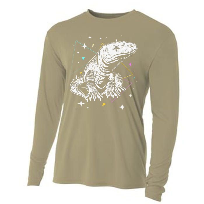 Komodo Monitor Lizard Retro Vibe Komodo Dragon Lover Cooling Performance Long Sleeve Crew