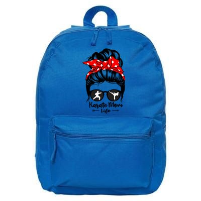 Karate Mom Life Messy Bun Hair Funny Karate Gift 16 in Basic Backpack