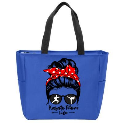 Karate Mom Life Messy Bun Hair Funny Karate Gift Zip Tote Bag