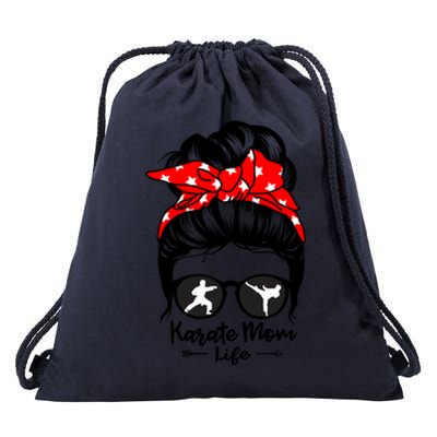 Karate Mom Life Messy Bun Hair Funny Karate Gift Drawstring Bag