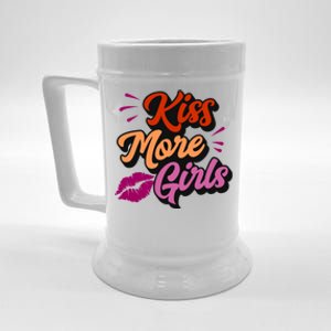 Kiss More Lesbian Pride Funny Sexy Cute Gay Aesthetic Gift Beer Stein