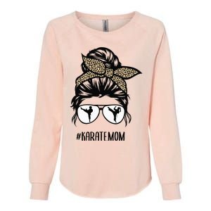 Karate Mom Leopard messy bun hair glasses Womens California Wash Sweatshirt