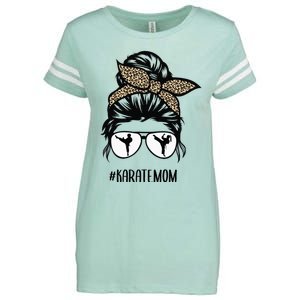 Karate Mom Leopard messy bun hair glasses Enza Ladies Jersey Football T-Shirt