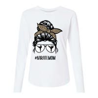 Karate Mom Leopard messy bun hair glasses Womens Cotton Relaxed Long Sleeve T-Shirt