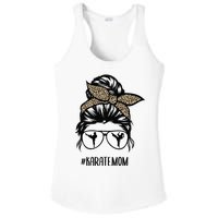 Karate Mom Leopard messy bun hair glasses Ladies PosiCharge Competitor Racerback Tank