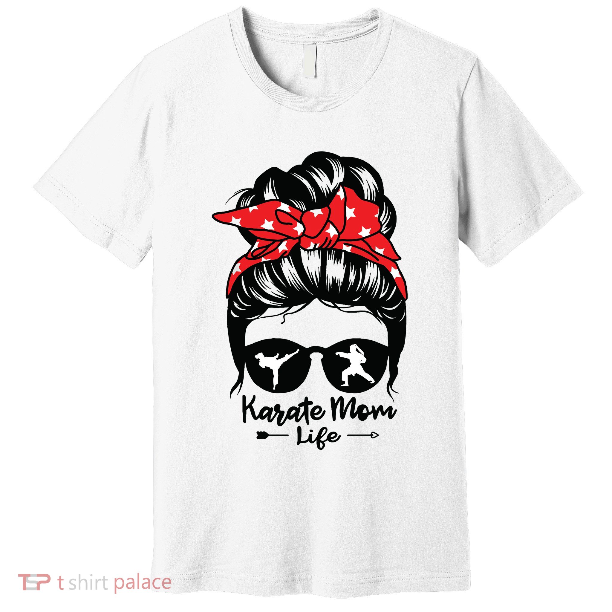 Karate Mom Life Messy Bun Hair Funny Karate Premium T-Shirt
