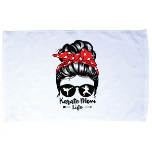 Karate Mom Life Messy Bun Hair Funny Karate Microfiber Hand Towel