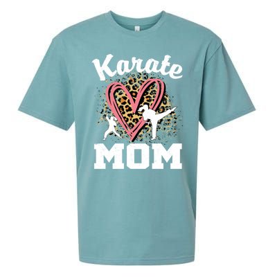 Karate Mom Leopard Heart Gift Sueded Cloud Jersey T-Shirt