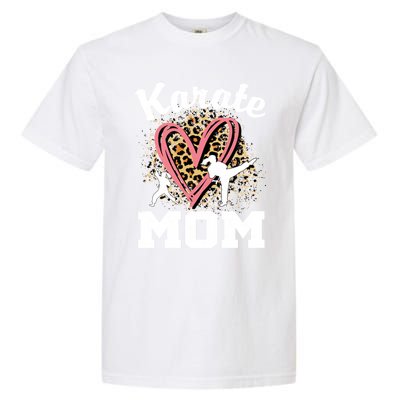 Karate Mom Leopard Heart Gift Garment-Dyed Heavyweight T-Shirt