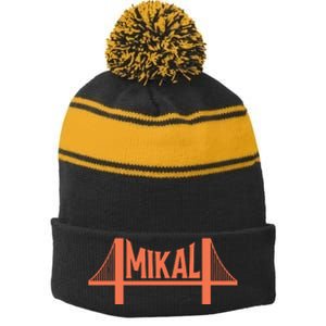 Knicks Muse Mikal Bridges Stripe Pom Pom Beanie