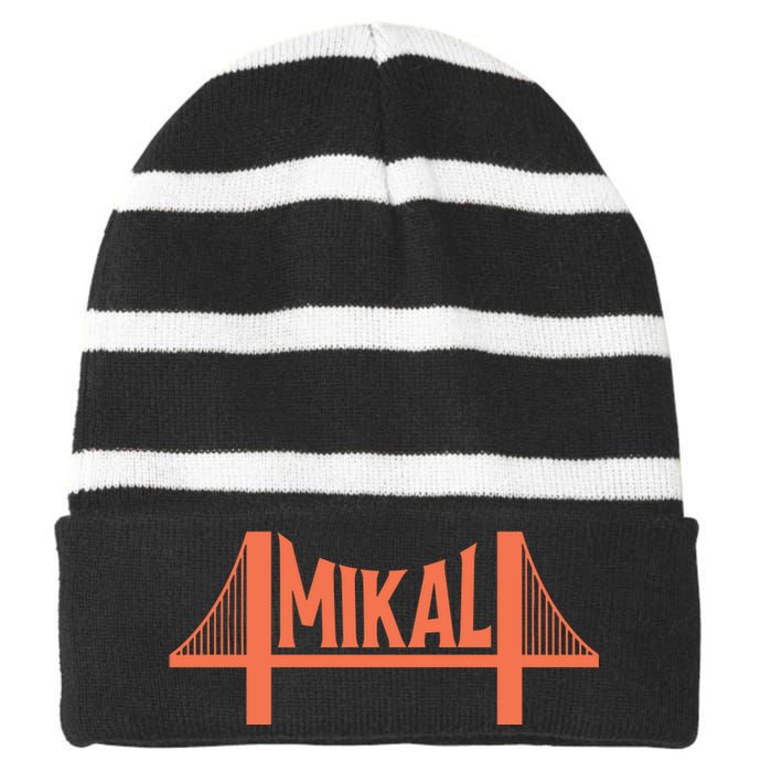 Knicks Muse Mikal Bridges Striped Beanie with Solid Band