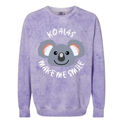 Koalas Make Me Smile Eucalyptus Bear Gift Colorblast Crewneck Sweatshirt