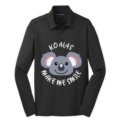 Koalas Make Me Smile Eucalyptus Bear Gift Silk Touch Performance Long Sleeve Polo