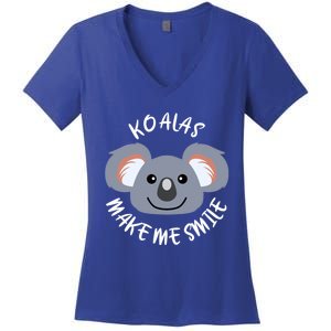 Koalas Make Me Smile Eucalyptus Bear Gift Women's V-Neck T-Shirt