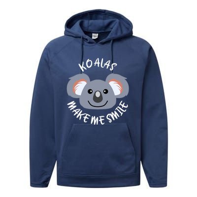 Koalas Make Me Smile Eucalyptus Bear Gift Performance Fleece Hoodie