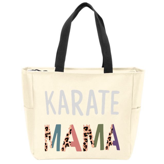 Karate Mama Martial Art Women Gift Funny Karate Mom Zip Tote Bag
