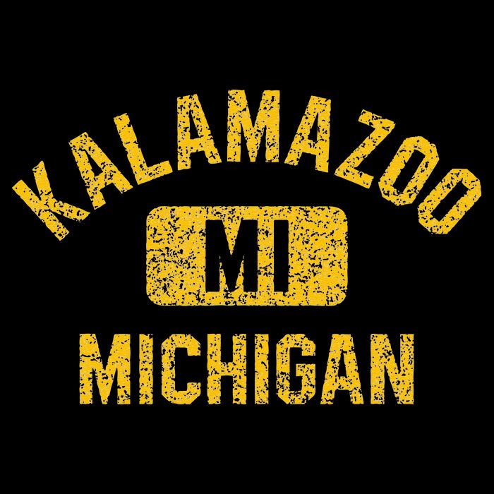 Kalamazoo MI Michigan Gym Style Distressed Amber Print Toddler T-Shirt