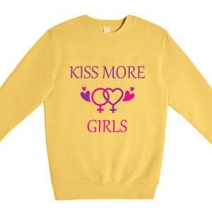 Kiss More More Lesbian Gay Outfit Cute Gift Premium Crewneck Sweatshirt