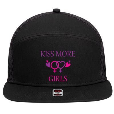 Kiss More More Lesbian Gay Outfit Cute Gift 7 Panel Mesh Trucker Snapback Hat