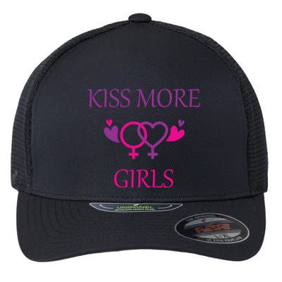 Kiss More More Lesbian Gay Outfit Cute Gift Flexfit Unipanel Trucker Cap