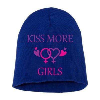 Kiss More More Lesbian Gay Outfit Cute Gift Short Acrylic Beanie