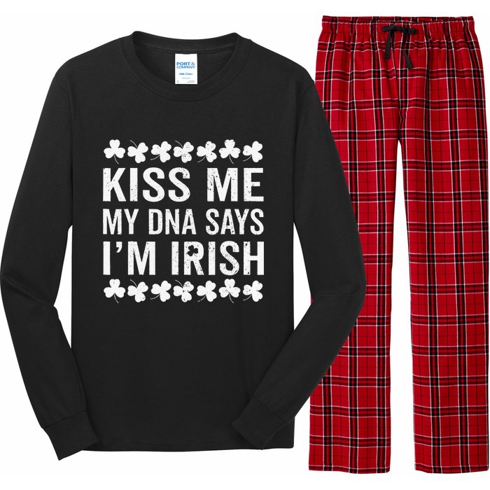 Kissing Me My DNA Says I'm Irish St Patricks Day Vintage Long Sleeve Pajama Set