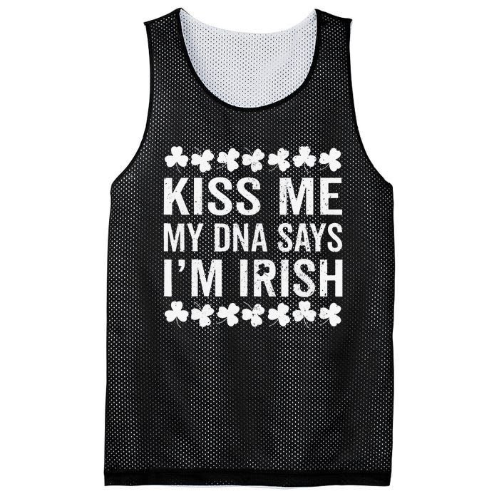 Kissing Me My DNA Says I'm Irish St Patricks Day Vintage Mesh Reversible Basketball Jersey Tank