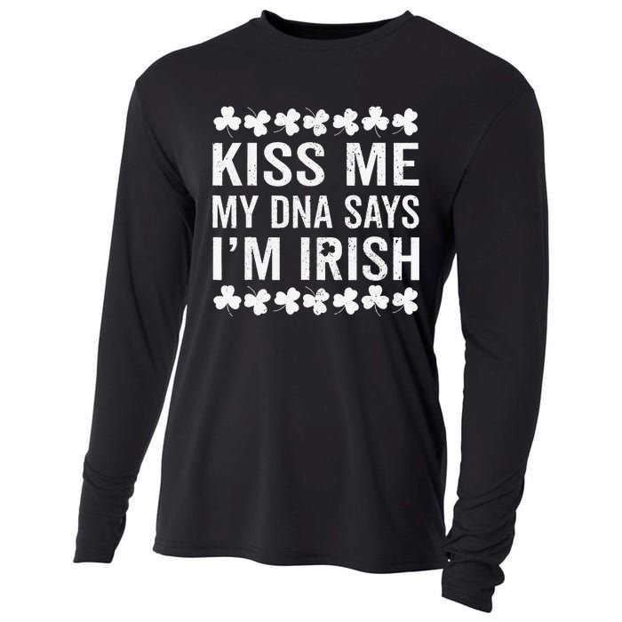 Kissing Me My DNA Says I'm Irish St Patricks Day Vintage Cooling Performance Long Sleeve Crew