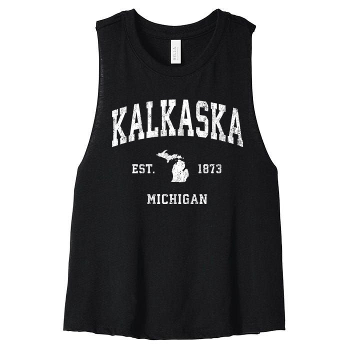 Kalkaska Michigan Mi Vintage Athletic Sports Women's Racerback Cropped Tank