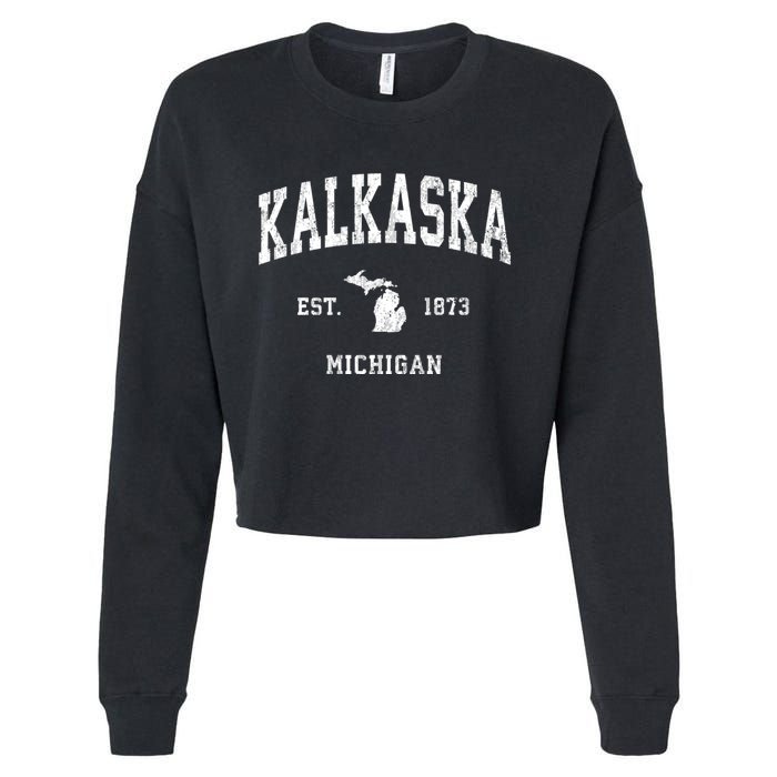 Kalkaska Michigan Mi Vintage Athletic Sports Cropped Pullover Crew