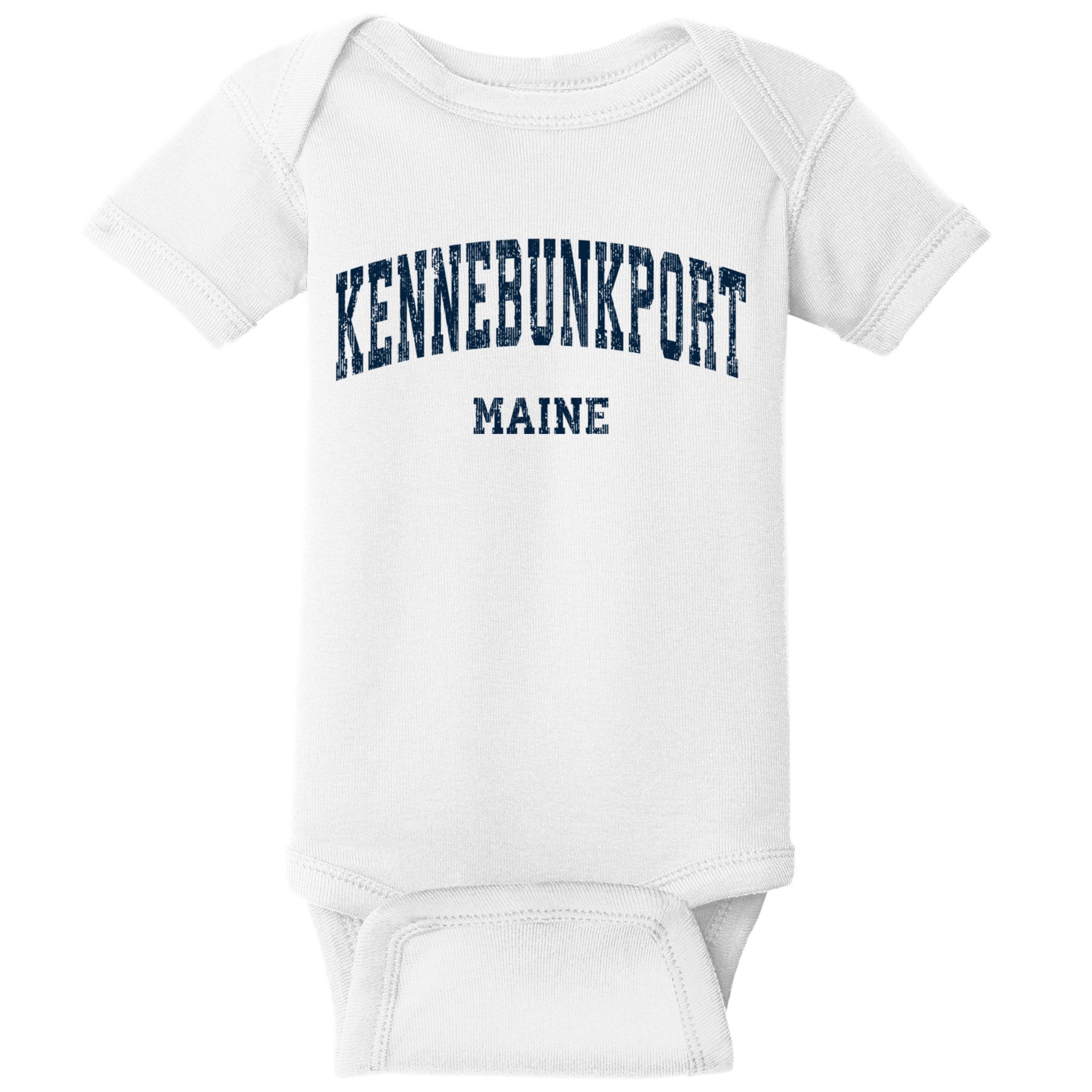 Kennebunkport Maine Me Vintage Varsity Sports Baby Bodysuit