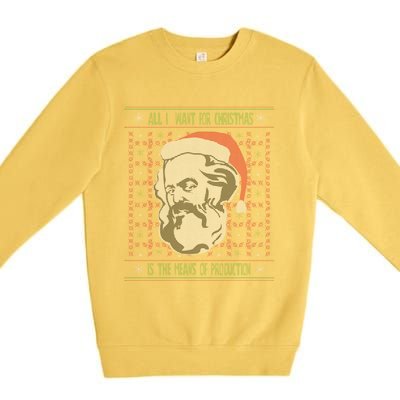 Karl Marx Means Of Production Ugly Christmas Sweater Gift Premium Crewneck Sweatshirt