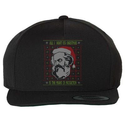 Karl Marx Means Of Production Ugly Christmas Sweater Gift Wool Snapback Cap