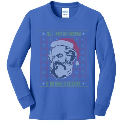 Karl Marx Means Of Production Ugly Christmas Sweater Gift Kids Long Sleeve Shirt