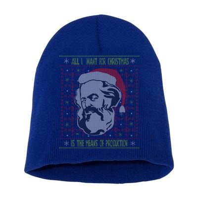 Karl Marx Means Of Production Ugly Christmas Sweater Gift Short Acrylic Beanie