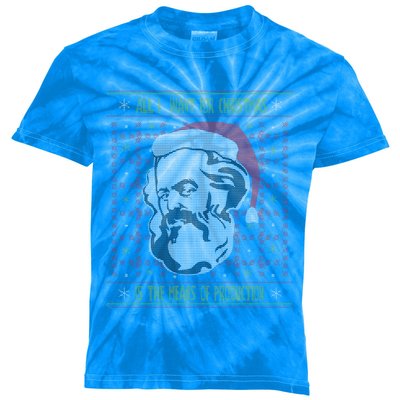 Karl Marx Means Of Production Ugly Christmas Sweater Gift Kids Tie-Dye T-Shirt