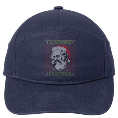 Karl Marx Means Of Production Ugly Christmas Sweater Gift 7-Panel Snapback Hat