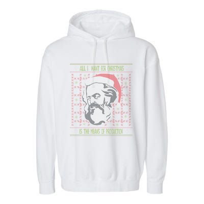 Karl Marx Means Of Production Ugly Christmas Sweater Gift Garment-Dyed Fleece Hoodie