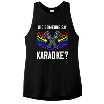 Karaoke Microphone Machine Music Singer Ladies PosiCharge Tri-Blend Wicking Tank