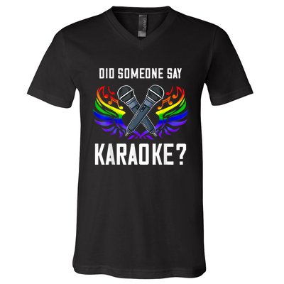 Karaoke Microphone Machine Music Singer V-Neck T-Shirt