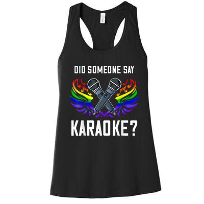 Karaoke Microphone Machine Music Singer Women's Racerback Tank