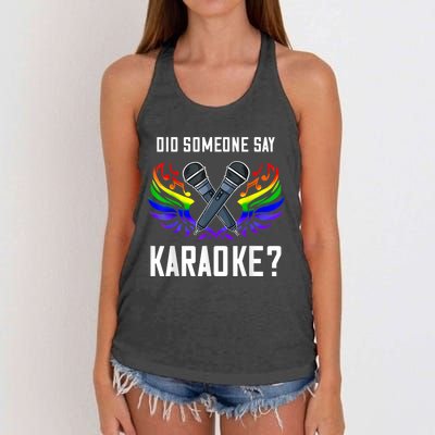 Karaoke Microphone Machine Music Singer Women's Knotted Racerback Tank